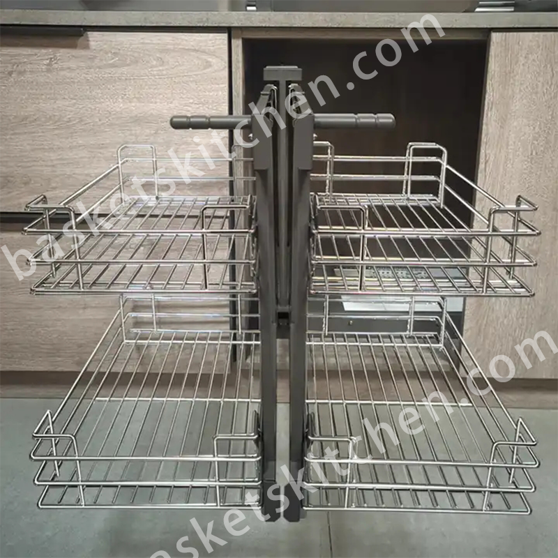 Double Tier Pull Out Basket for Kitchen Cabinets – Maximize Storage Efficiency